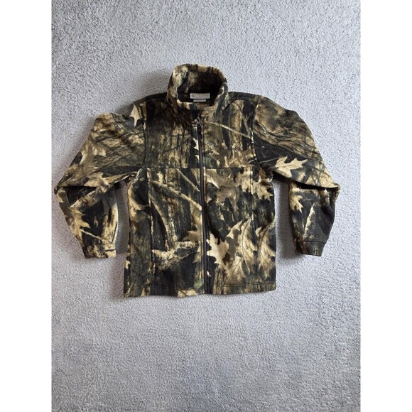 Columbia Fleece Camo Jacket Youth M 10/12 Full Zip Hunting Pockets Warm Outdoors - Picture 1 of 9
